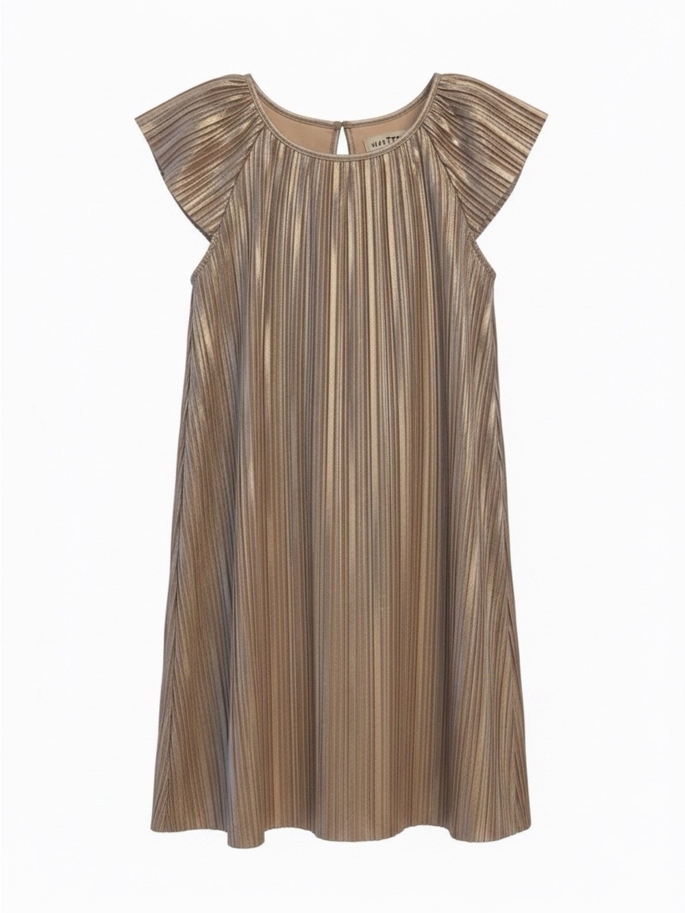 H&M Metallic Gold Pleated Girls Dress